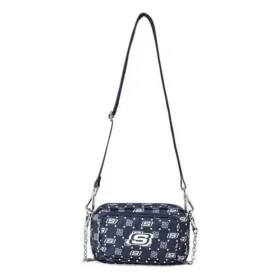 Geantă casual de umăr cu curea reglabilă din țesătură „Navy White”
