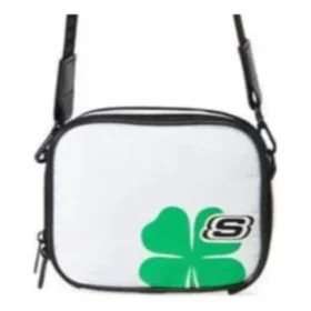 Geantă de umăr cu logo cu model trifoi „Alb Verde”