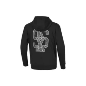 Hanorac cu glugă și logo imprimat „Negru Alb Albastru”