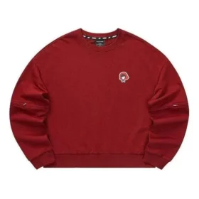 Hanorac cu guler rotund, croi larg, culoare solidă „Burgundy”
