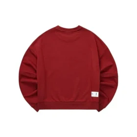 Hanorac cu guler rotund, croi larg, culoare solidă „Burgundy”