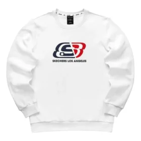 Hanorac cu guler rotund și logo din fleece „White Red Blue”