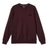 Hanorac tricotat cu guler rotund, culoare solidă „Burgundy Black”