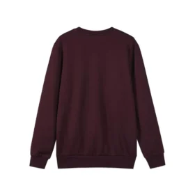 Hanorac tricotat cu guler rotund, culoare solidă „Burgundy Black”
