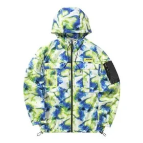 Jachetă casual din țesătură camuflaj „Verde Albastru Alb”