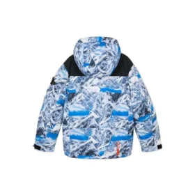 Jachetă cu glugă din puf „Albastru Alb Negru”