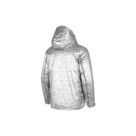 Jachetă cu puf și glugă cu imprimeu cu litere „Silver Black”