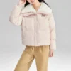 Jachetă din puf cu imprimeu literar FASHION „Roz Alb”