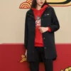 Jachetă lungă casual din seria CNY „Negru-Roșu”