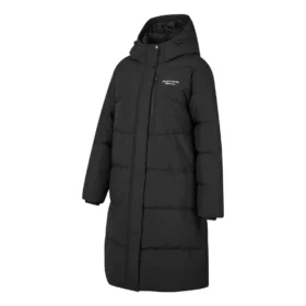 Jachetă lungă cu puf și logo BASIC imprimat „Black”