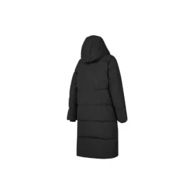 Jachetă lungă cu puf și logo BASIC imprimat „Black”