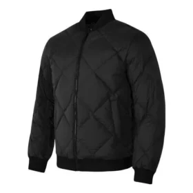 Jachetă matlasată cu guler țesut, culoare solidă „Negru”