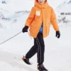Jachetă matlasată de lungime medie cu imprimeu cu litere BASIC „Portocaliu Alb”
