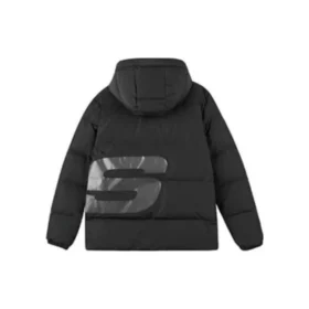 Jachetă scurtă cu glugă și logo tipărit „Black White”
