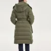 Jacheta casual cu glugă din puf țesut, din seria „Bobs”, „Verde”
