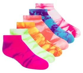 Pachet de 6 Șosete de modă Tie Dye pentru fete