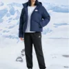 Pantaloni casual conici călduroși cu căptușeală din fleece „Negru Alb Bleumarin”