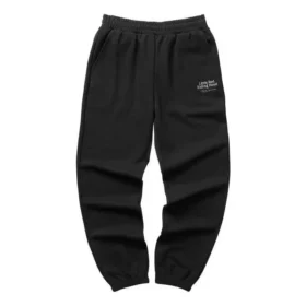 Pantaloni casual conici cu imprimeu literar „Negru”