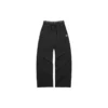 Pantaloni casual cu talie elastică, croi drept și picior larg „Gri Negru”