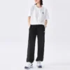 Pantaloni casual cu talie înaltă și litere logo „Negru”