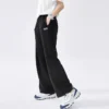 Pantaloni casual cu talie înaltă și litere logo „Negru”