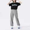 Pantaloni casual drepți cu logo „Grey”