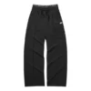Pantaloni sport casual largi, de culoare solidă „Negru-gri”