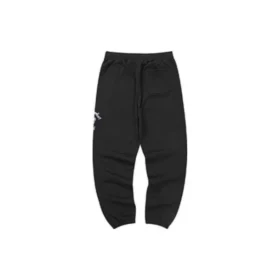 Pantaloni sport conici din fleece „Negru Gri”