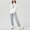 Pantaloni sport conici din fleece „Negru Gri”