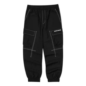 Pantaloni sport din tricot cu talie medie, manșete elastice țesute „Negru”