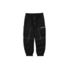Pantaloni sport din tricot cu talie medie, manșete elastice țesute „Negru”