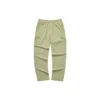 Pantaloni sport elastici cu talie înaltă și imprimeu cu litere „Negru-Verde măslin”