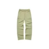 Pantaloni sport elastici cu talie înaltă și imprimeu cu litere „Negru-Verde măslin”