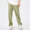 Pantaloni sport elastici cu talie înaltă și imprimeu cu litere „Negru-Verde măslin”