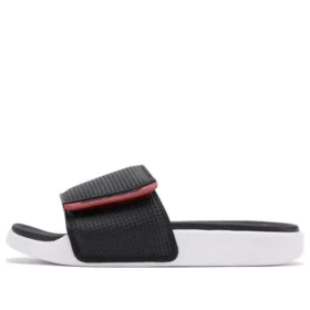 Papuci de casă sport eleganți cu talpă joasă și velcro, negru-roșu