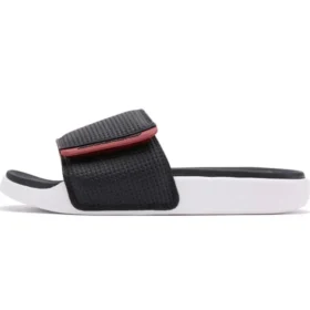 Papuci de casă sport eleganți cu talpă joasă și velcro, negru-roșu