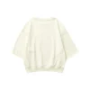 Pulover casual cu guler rotund și imprimeu cu litere „Beige”
