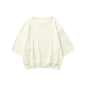 Pulover casual cu guler rotund și imprimeu cu litere „Beige”