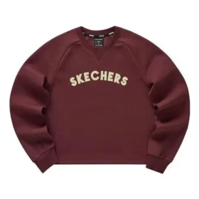 Pulover cu guler rotund și logo imprimat „Burgundy White”