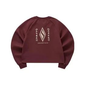 Pulover cu guler rotund și logo imprimat „Burgundy White”