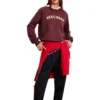 Pulover cu guler rotund și logo imprimat „Burgundy White”