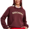 Pulover cu guler rotund și logo imprimat „Burgundy White”