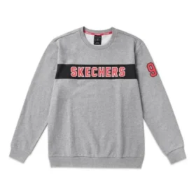Pulover tricotat pentru bărbați Skechers cu imprimeu Alphabet, gri