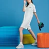 Rochie casual cu jumătate de fermoar și imprimeu logo „Alb Roz Negru”