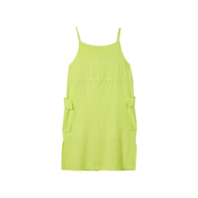 Rochie fără mâneci, lejeră, cu talie cu șnur, în culori uni „Green”