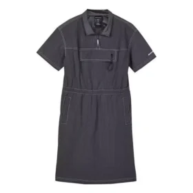 Rochie sport casual cu guler pulover, mâneci scurte, culoare solidă „Negru”