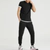 Skechers pentru bărbați, cu mânecă scurtă, negru