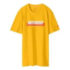 Skechers Sport pentru bărbați, cu imprimeu cu litere, mânecă scurtă, culoare aurie