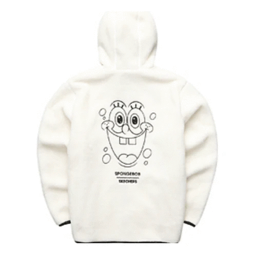 Skechers x SpongeBob SquarePants Jachetă călduroasă cu glugă „Alb Roz Negru”