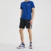 Tricou albastru cu mâneci scurte și imprimeu tricotat